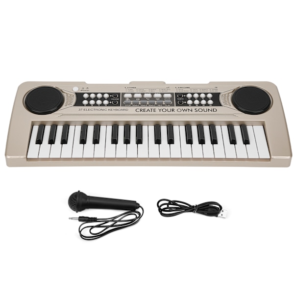 Elektronisk keyboard 37 tangenter klaver legetøj musikinstrument med mikrofon Brown