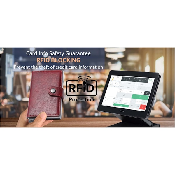 Kreditkort Holder RFID Blokering Læder Automatisk Pop Up Tegnebog Aluminium Slank Lomme Bifold Visitkort Etui med Knap