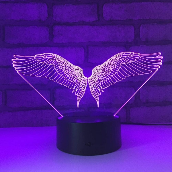 3D Englesvinger Fjernkontroll 16 Farger Nattelykter Illusions Akryl LED Bord Nattbord Lampe Barn Soverom Skrivebord Dekor Bursdagsgaver Leke for Barn