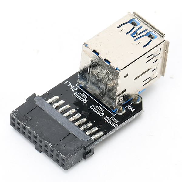 19PIN till 2-Port USB 3.0 Adapter Konverter Svart ABS Datorutrustning Tillbehör