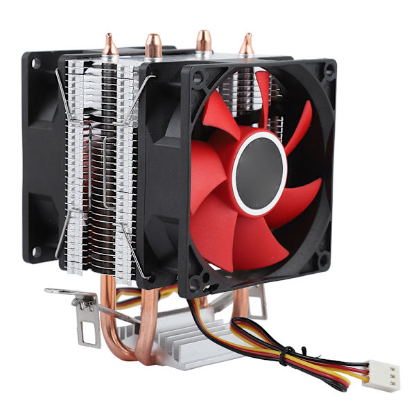 Mini PC CPU-kjøler Dual Silent Fan 2 kobberrør datamaskinkjøler rød