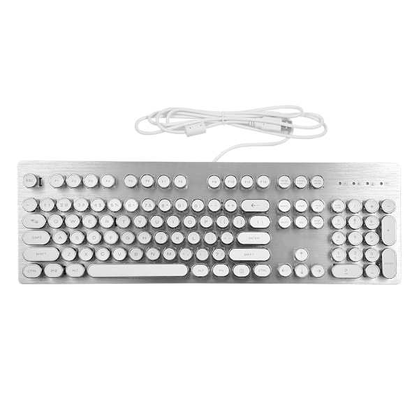 104-Key USB Wired Gaming Mechanical Keyboard LED Backlit Silver+White without Wrist Rest