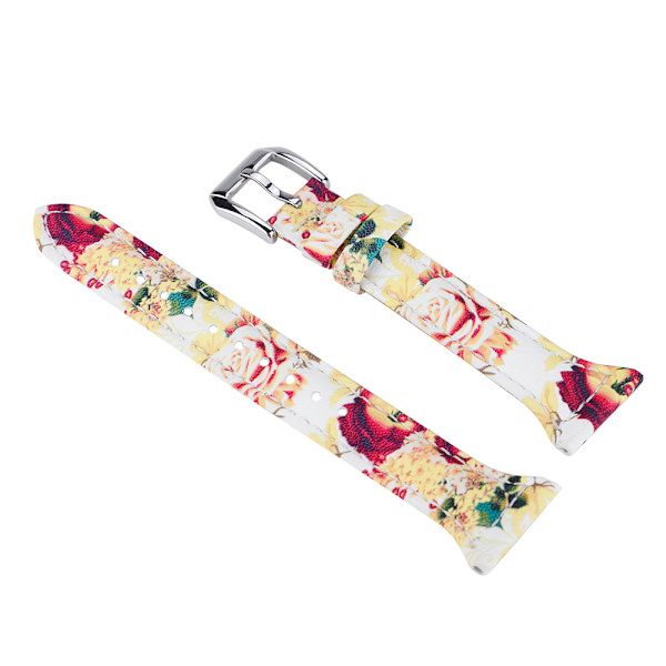 Ersättning smal lädertryck klockarmband för Fitbit Versa kvinna (solrosor)