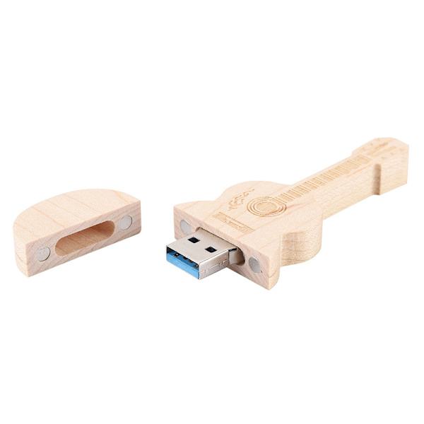 Træguitarformet Flashdrev Opbevaring USB 2.0 U Disk Memory Stick Til PC(8G)