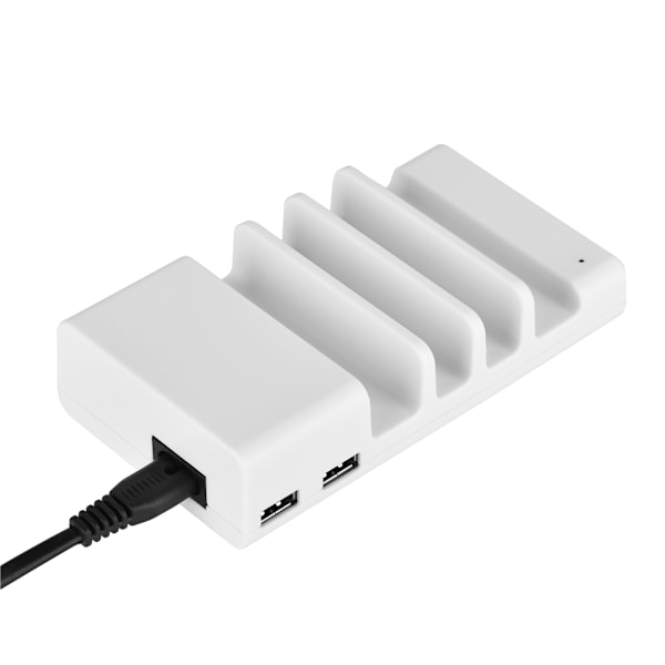 Universal 4-port USB-opladningsstation Dock Desktop-opladerstativ til mobiltelefon Tablet Hvid