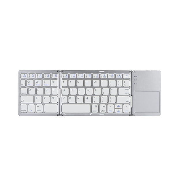 Tri-folding Bluetooth trådløst tastatur Mini bærbar berøringsplate for IOS/Android/Windows Gull