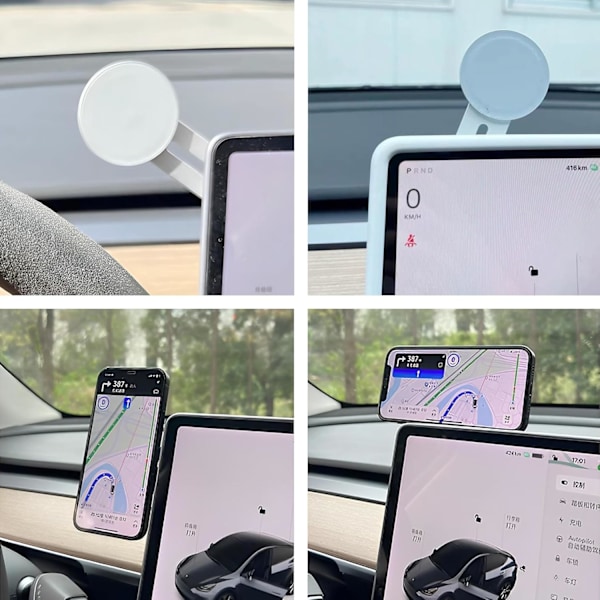 för Tesla Telefonhållare för Tesla Model 3/Y Magnetisk Telefonhållare Magsafe Telefonfäste Passar Tesla Model Y/3 Tillbehör 202 sliver