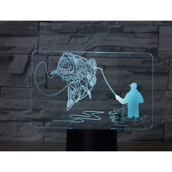 3D Go Fishing Fjärrkontroll 16 Färger Nattlampor Illusion Akryl LED Bord Sänglampa Barn Sovrum Skrivbordsdekoration Födelsedagspresenter Leksak för Barn