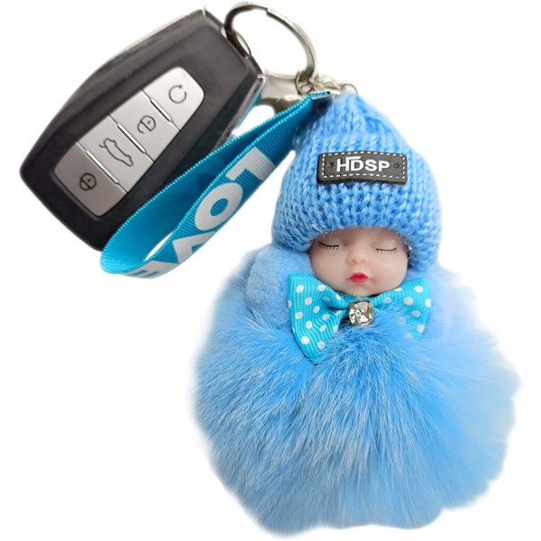 Avaimenperät - Sweet Girl Doll -avaimenperä, pehmeät söpöt avaimenperät, Doll-avaimenperä CAN käyttää auton avaimissa, lompakot - sininen