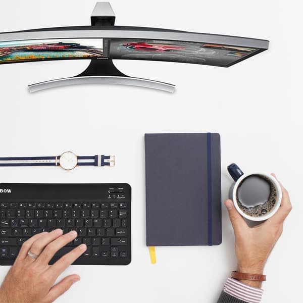 B.O.W Bluetooth trådløst tastatur genopladelige tastaturer til IOS Android Windows sort