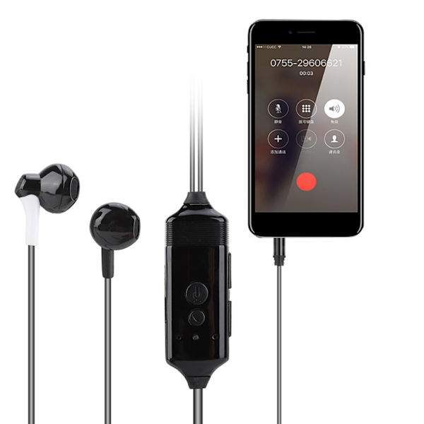 Öronproppar Mobiltelefon Samtalsinspelare Bluetooth Inear Inspelningshörlurar för iOS Svart
