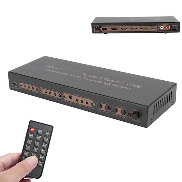 HDMI-matris 4x2 4K @ 60Hz HDR-videokonverter Inbyggt batterikapacitet 200mAh 100-240V