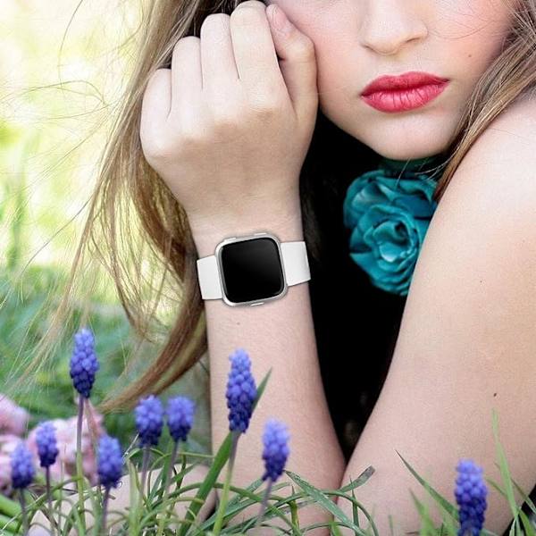 Älykäs rannekkeen hihna on yhteensopiva Fitbit versa -älykellon, versa 2:n ja versa Lite se -kellojen kanssa naisille ja miehille（Valkoinen-S）