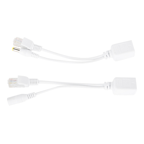 1 par 2 stk POE-kabel POE-injektor Splitter Adapter-kabel for IPC-kamera Hvit