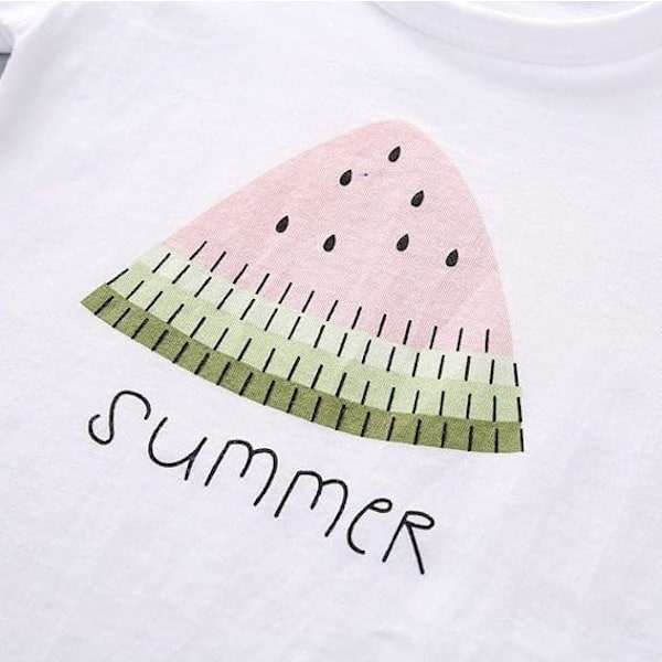 Baby Småbørn Piger Tøj Vandmelon T-shirt Toppe Hør Shorts Sæt Søde Sommer Shorts Sæt pink 80cm