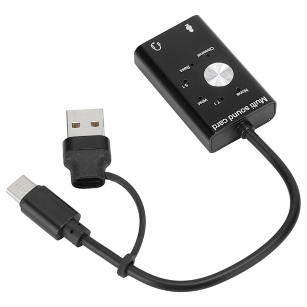 7.1 USB 2.0 Ulkoinen äänikortti 2 In1 Ääniadapteri Type‑C Mikrofoni Tietokoneen lisävaruste