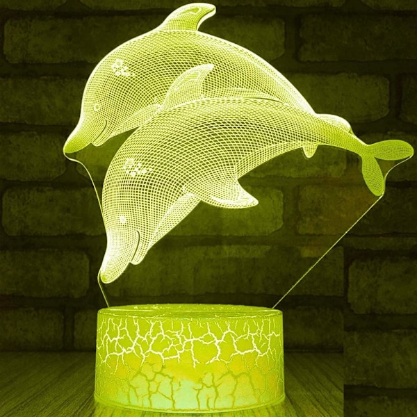 3D Delfin Nattlampa Bordsskiva Optisk Illusion Lampor 16 Färgväxlande Ljus LED Bordlampa Jul Hem Kärlek Födelsedag Barn Barn Dekoration Leksak Present
