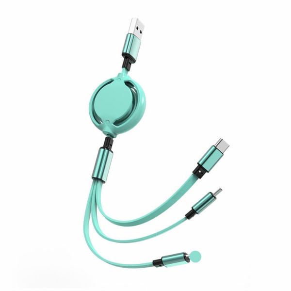Indtrækkelig hurtigopladerledning 2.4A, envejs indtrækkelig 3-i-1 USB-opladerkabel kompatibel med mobiltelefoner/tablets