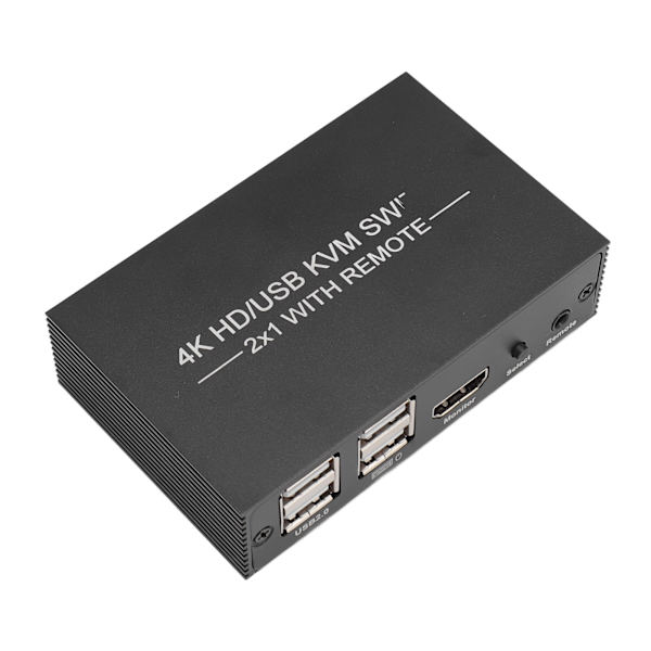 KVM-kytkin 4 USB 2.0 -porttia 1 näyttö 2 tietokonetta Tukee 4Kx2K HD Multimedia Interface KVM-kytkin 2 USB-kaapelilla