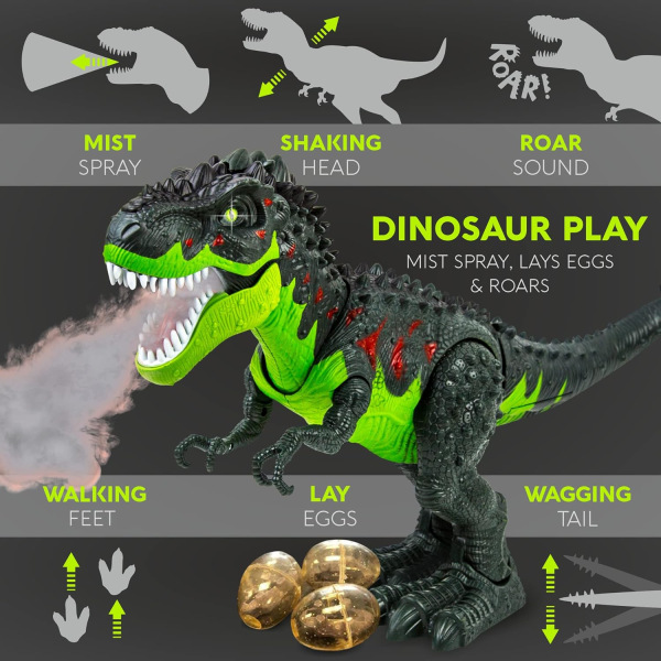 Dinosaur Legetøj til børn, Simuleret Flamme Spray Tyrannosaurus Jurassic World Legetøj til Børn, Vandrende Dinosaur Ildåndende Vand Spray Mist Rødt Lys