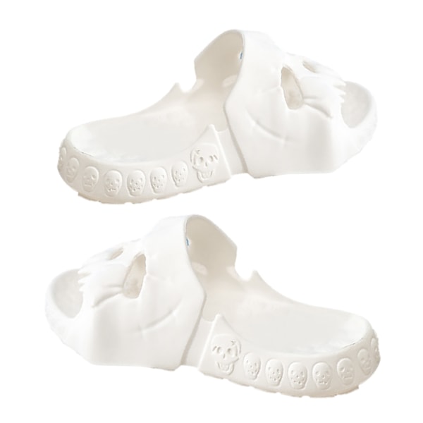 Herr Skull Slide Tofflor EVA Tjock Sula Antihalk Mjuka Skull Slide Tofflor för Sommar Utomhus White 40/41