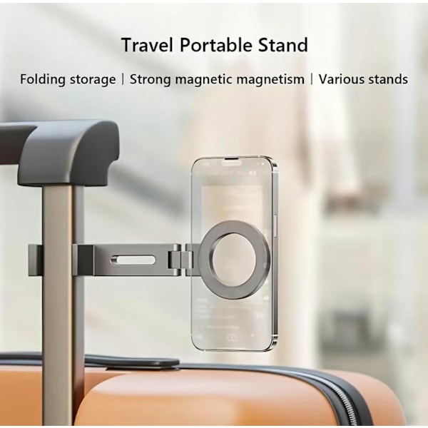 Harmaa MagClip magneettinen puhelinpidike iPhone & Android -puhelimille (MagSafe) 360° säädettävä jalusta matkoille, työpöydille, kärryille, yleismallinen Gray