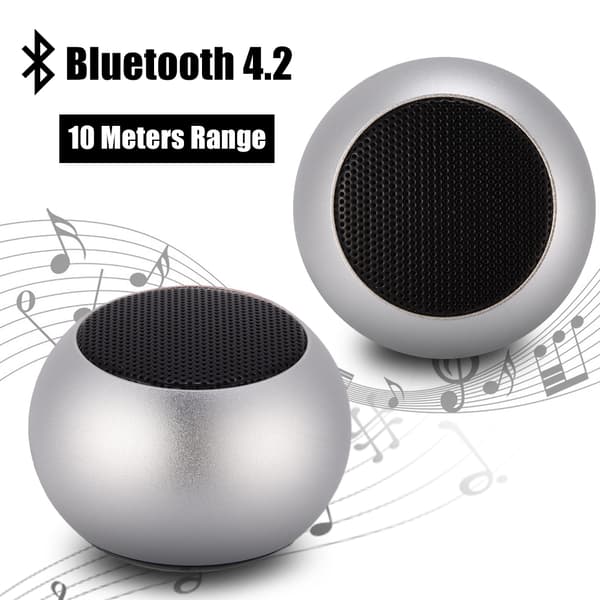 Mini Bärbar Trådlös Bluetooth 4.2 Högtalare Stereo Bas Subwoofer för iPhone Android Silver