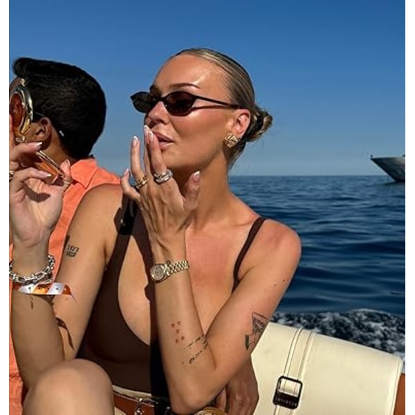 Retro Ovale Solbriller til Kvinder Chic Cat Eye 90'er Solbriller Letvægts Smalle Shades Trendy UV-beskyttelse Solbriller Tortoise Frame - Gradient Brown Lens