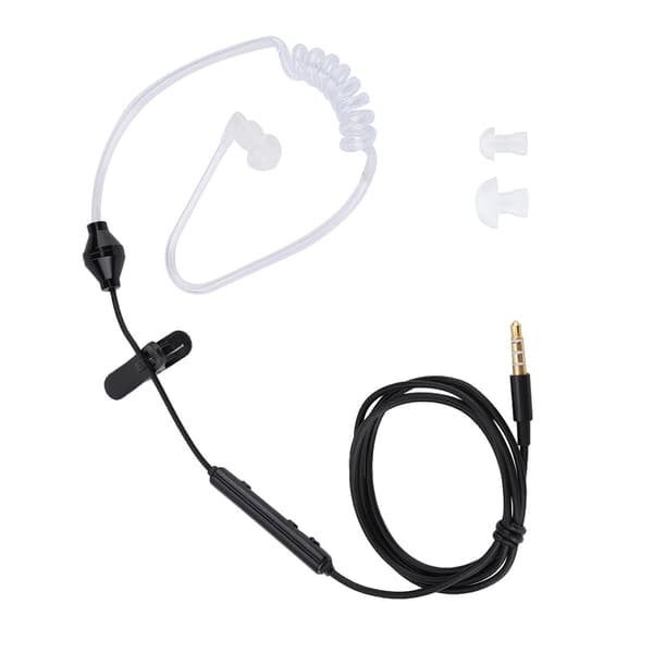 In-ear-headset med luftrörssäkerhetssnäcka med mikrofon för IOS för Android Svart kabel Vitt rör