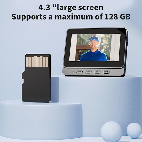 Intelligent visuel dørklokke videodørklokke kamera batteridrevet 4,3 tommer skærm tovejs intercom videoovervågning indbyggede højttalere