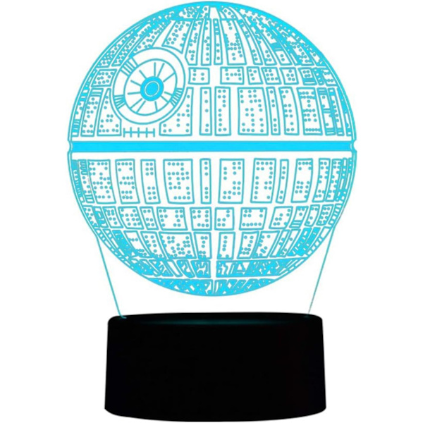 3D Illusionsnatlampa för skrivbord, 7 färger automatisk gradvis växling USB-driven LED-lampor med beröringsbrytare för barnpresenter Heminredning (Death Star)