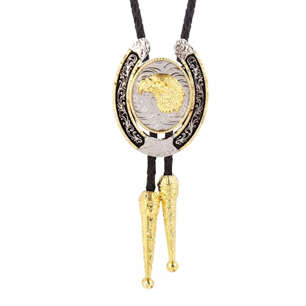 Bolo Tie för män - Western Cowboy Native American Golden Longhorn tjur Eagle Horse Bolo Tie