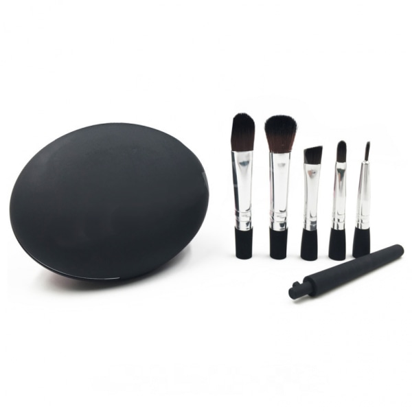 5 Inbundet kombinationshandtag Makeup Brush Set Svart Bärbar Eye Brush Makeup Tools