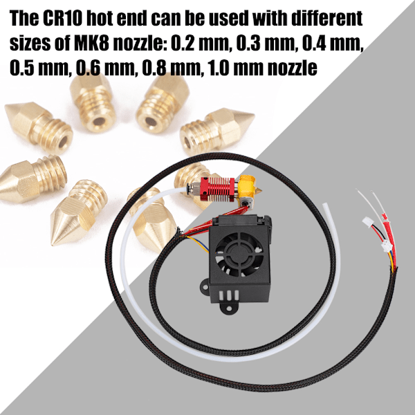 Creacity CR10/CR10S MK8 Extruder Hot End Kit med munstycke 3D-skrivartillbehör