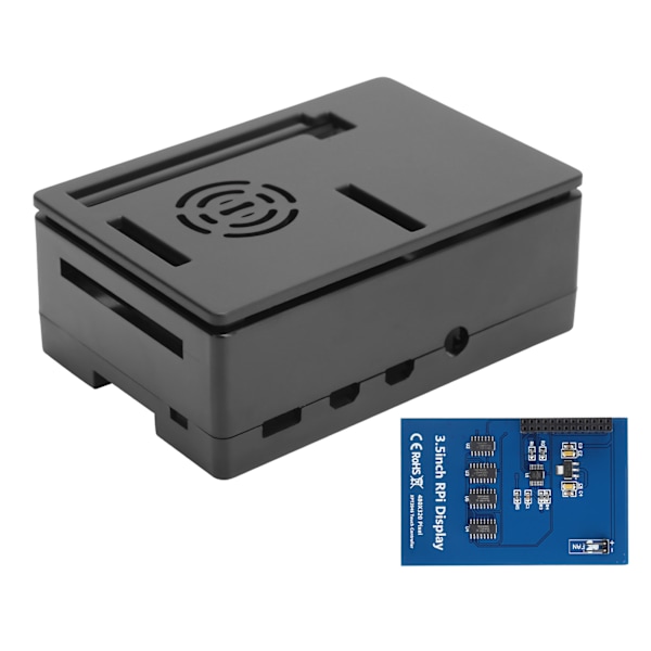 For Raspberry Pi 4B Case Shell Kit LCD 3.5in Touch Screen Stand Fan Computer Supplies(Shell Fan 3.5in Screen )