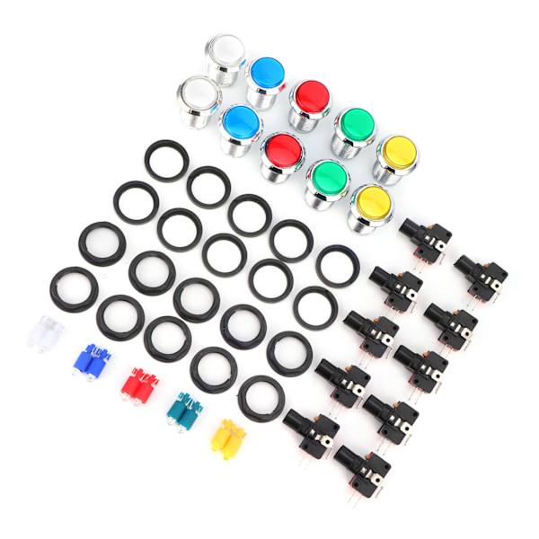 32mm Liten Rund SilverPlated Knapp med Ljus Spelkonsol Knapp Switch Arcade Knapp
