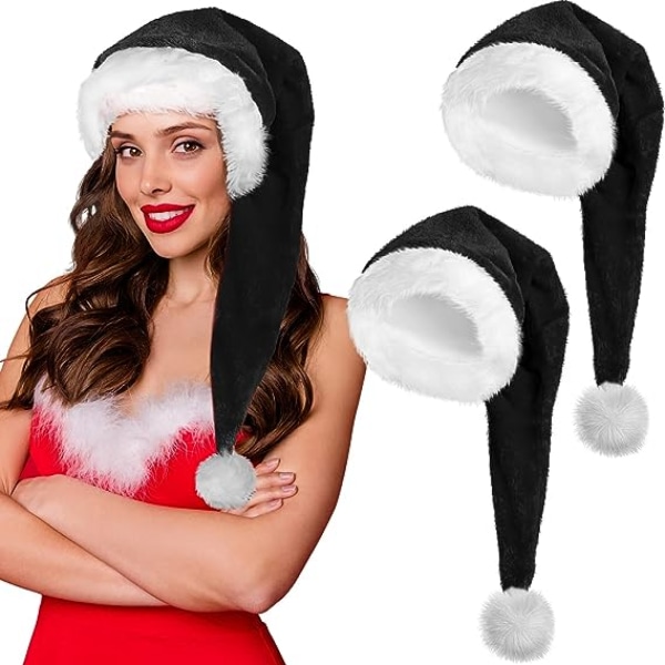 2 nissehue Unisex julekasket Xmas hat til kvinder mænd Lang julehat til nytår festlig feriefest