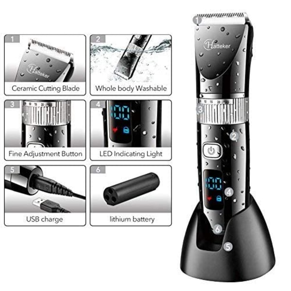 Sladdlös hårklippare Pro hårklippare skäggtrimmer för män frisyrset sladdlös USB uppladdningsbar vattentät Black, Silver