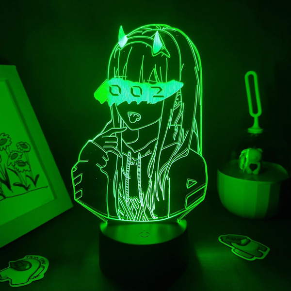 Anime Zero Two Figur 3D Lampa Nattlampa Barn Flickor Sovrum Dekoration Ljus Present Nattlampa