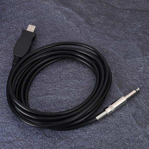 Bærbar guitar USB-lydkabel computer ledningsforbindelse instrument adapter sort 300cm