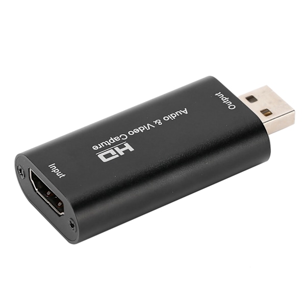 Bärbar videoinspelningskortutrustning HDMI/F till USB/M Maximalt stöd 1080P Svart