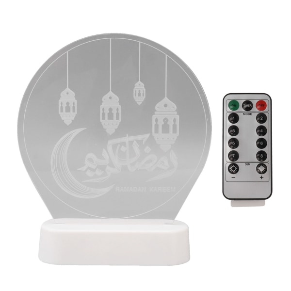 Eid Mubarak nattlys Ramadan RGB LED 3D-base muslimsk islamsk bordlampedekorasjon