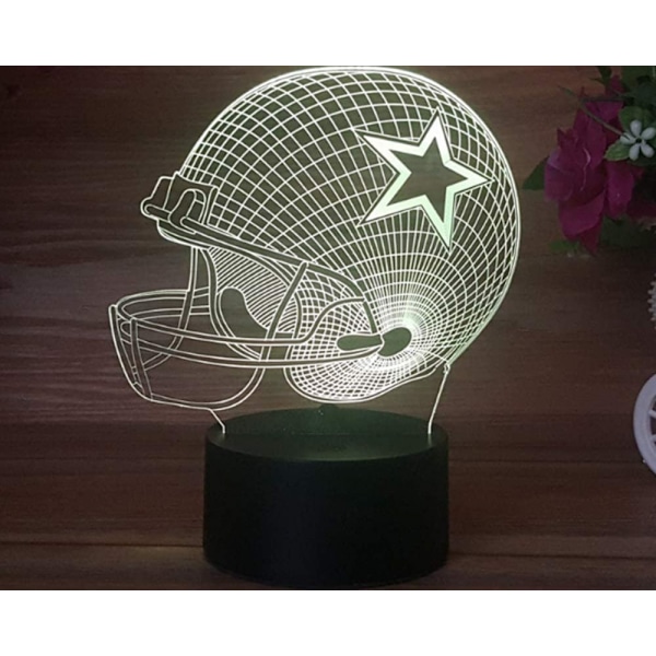 Fotbolls hjälm nattlampa 7 färger LED, 7 färger gradvis ändring touch switch USB bordslampa för semestergåvor eller heminredning