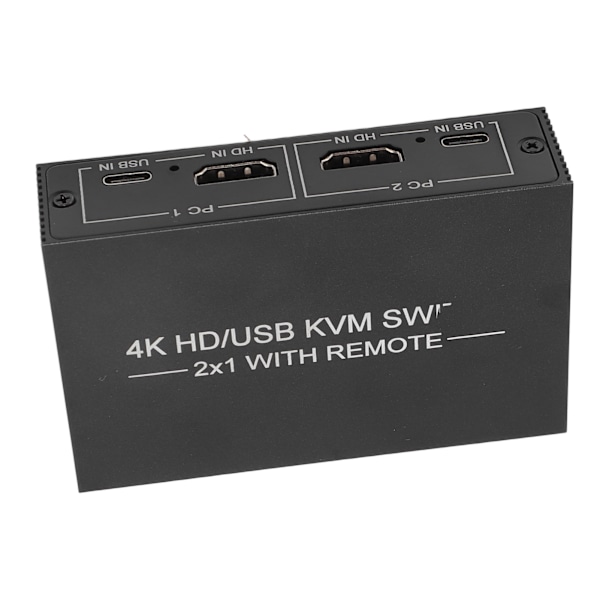 KVM-kytkin 4 USB 2.0 -porttia 1 näyttö 2 tietokonetta Tukee 4Kx2K HD Multimedia Interface KVM-kytkin 2 USB-kaapelilla