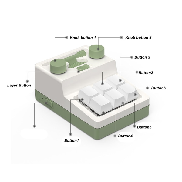 Mini 6-tasttastatur Mekanisk rød bryterstøtte Hot-byttebart programmerbart Bluetooth-tastatur med RGB-belysning for spill