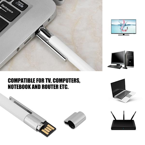 Ultra Fine 2 in 1 U-levy + kuulakärkikynä USB2.0 Flash Dirve Pen (valkoinen 8 Gt)