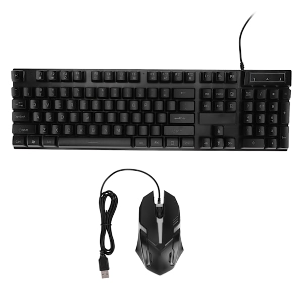 Spelkombination med tangentbord och mus, 104 tangenter, LED-bakgrundsbelysning, ergonomisk, vattentät, snabb respons, spelmus och tangentbord D500 svart set