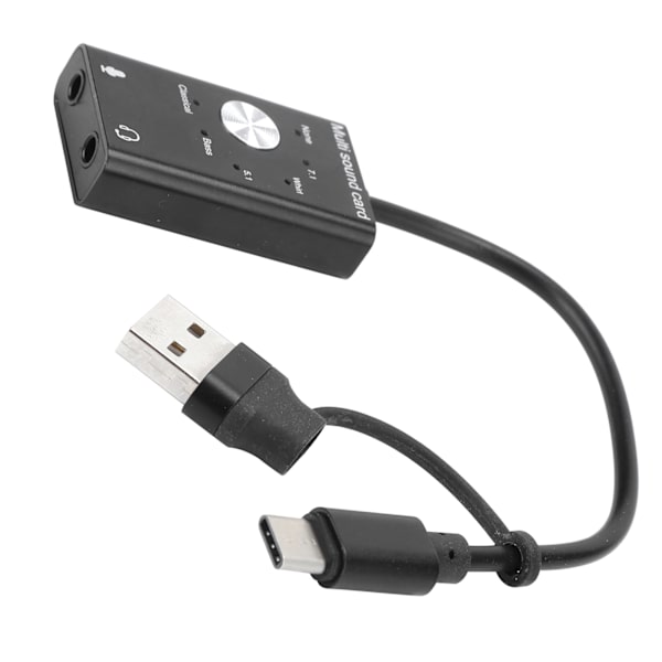 7.1 USB 2.0 Ulkoinen äänikortti 2 In1 Ääniadapteri Type‑C Mikrofoni Tietokoneen lisävaruste