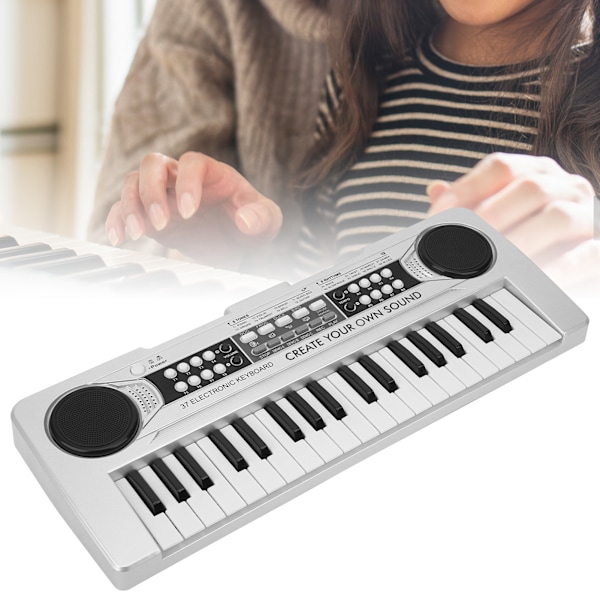 Elektronisk keyboard 37 tangenter børnelegetøj musikalsk instrument med mikrofon Silver