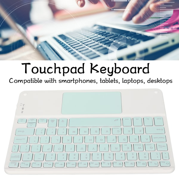 Trådløst tastatur med touchpad Quadrate Keycap Ultra tyndt 10 tommer trådløst tastatur med RGB-baggrundsbelysning til hjemmekontoret Cyan